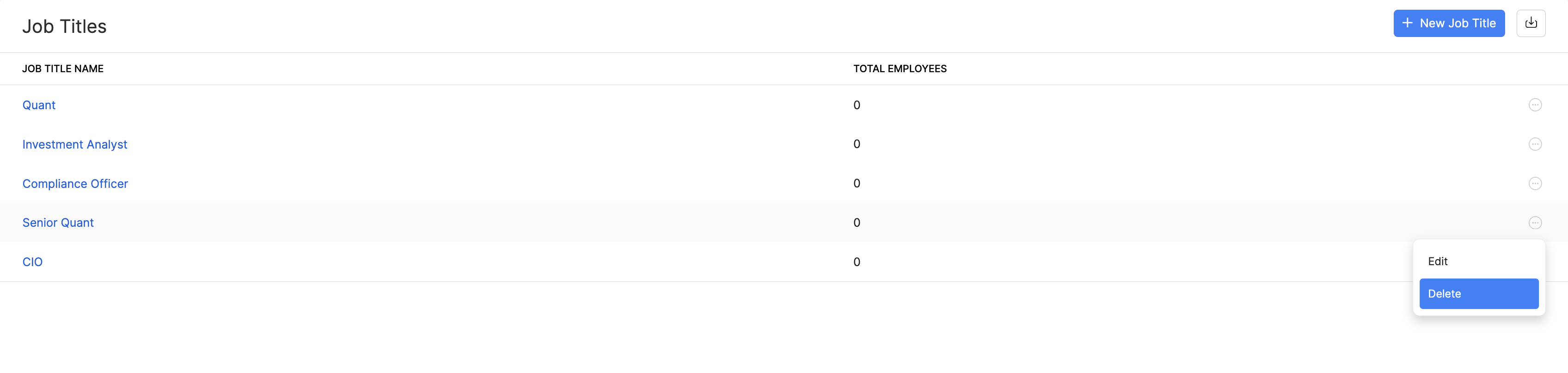 Delete a job title in Zoho Payroll