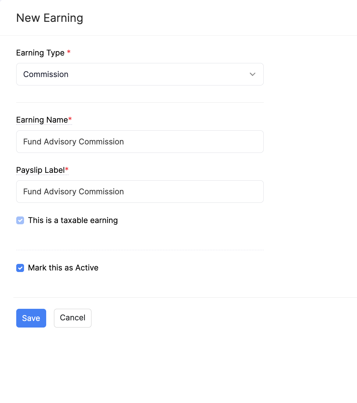 Add a new earning in Zoho Payroll