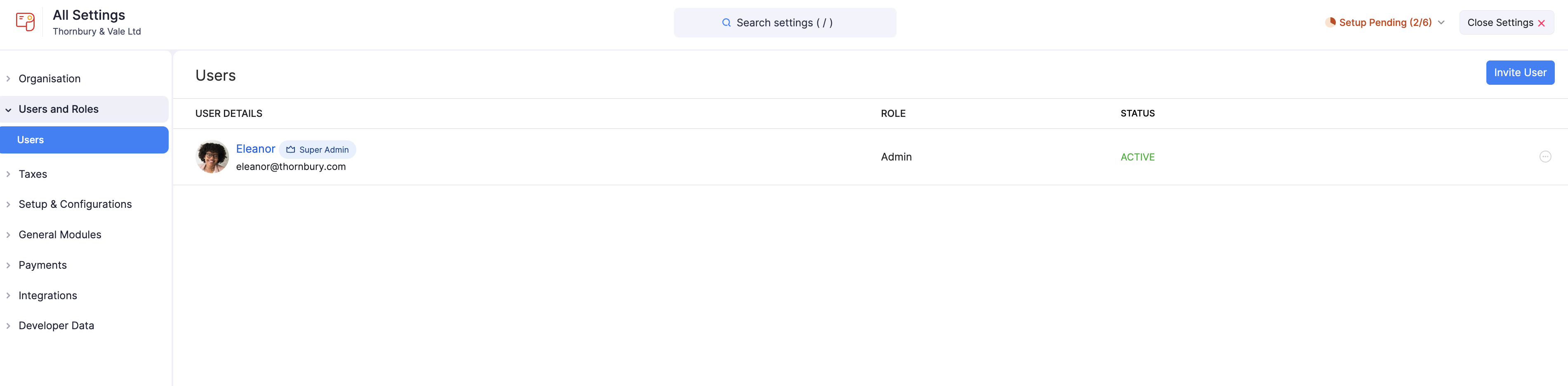 The Users page in Zoho Payroll