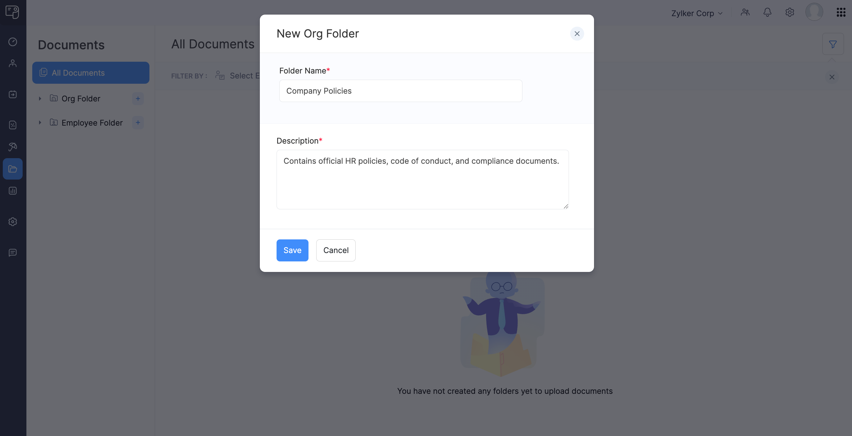 Add Details to Create a New Organization Folder