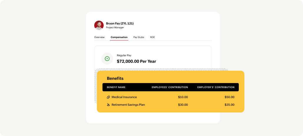 Zoho Payroll Canada - benefits management