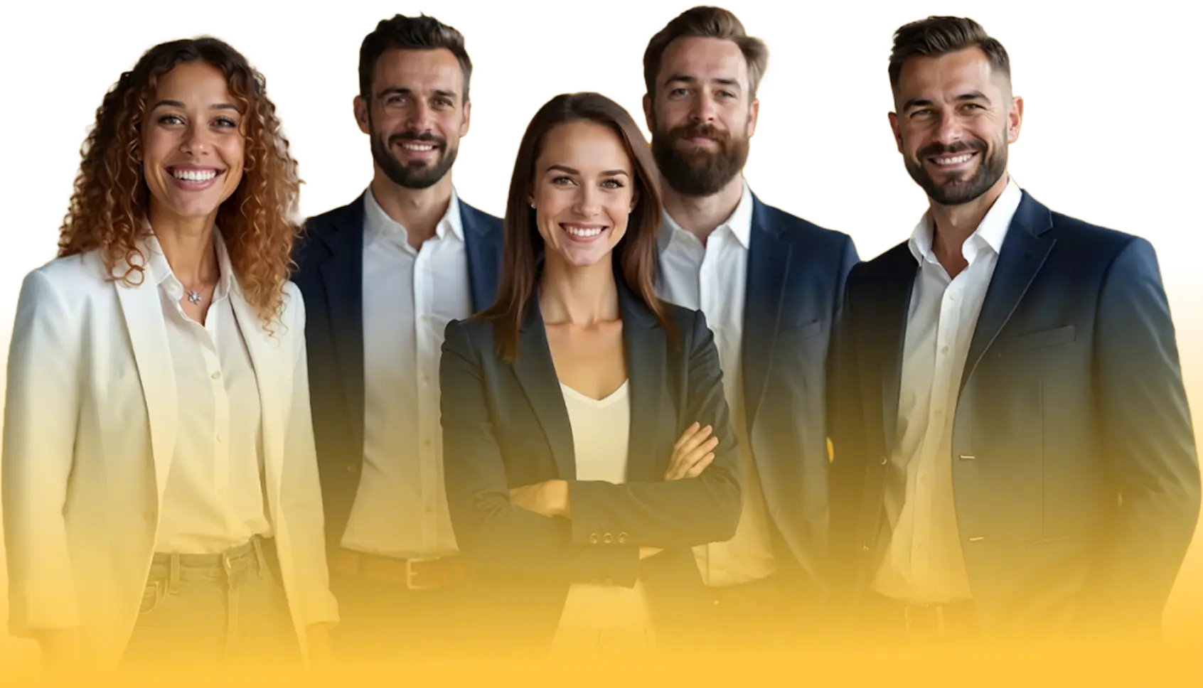 A group of diverse employees supported by AI in a workplace setting