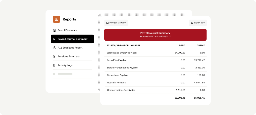 Zoho Payroll UK payroll reports dashboard