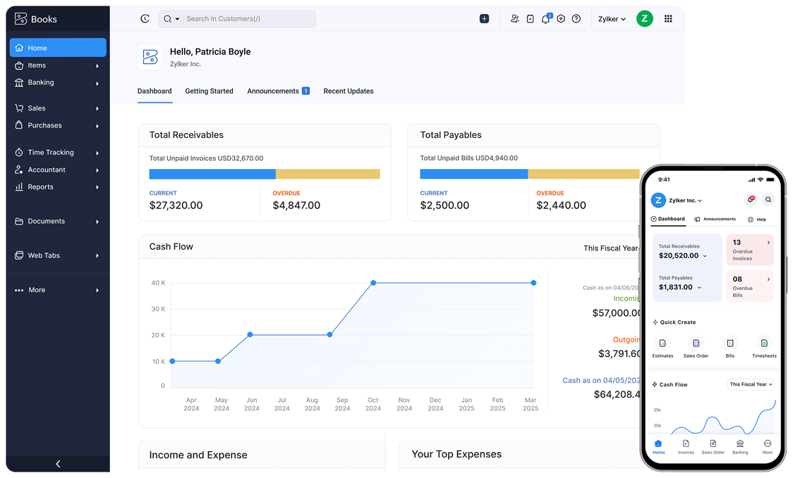 Dashboard - Online Accounting Software | Zoho Books