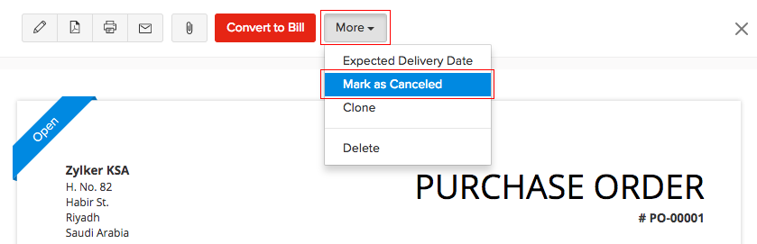 Mark as Canceled