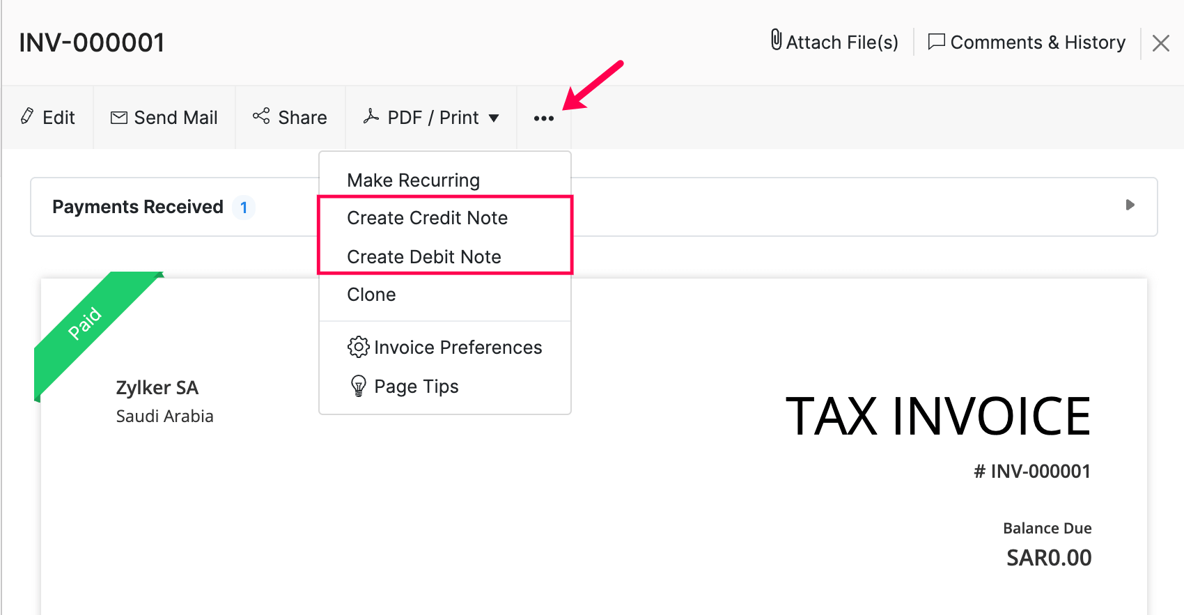 Create Debit/Credit Note