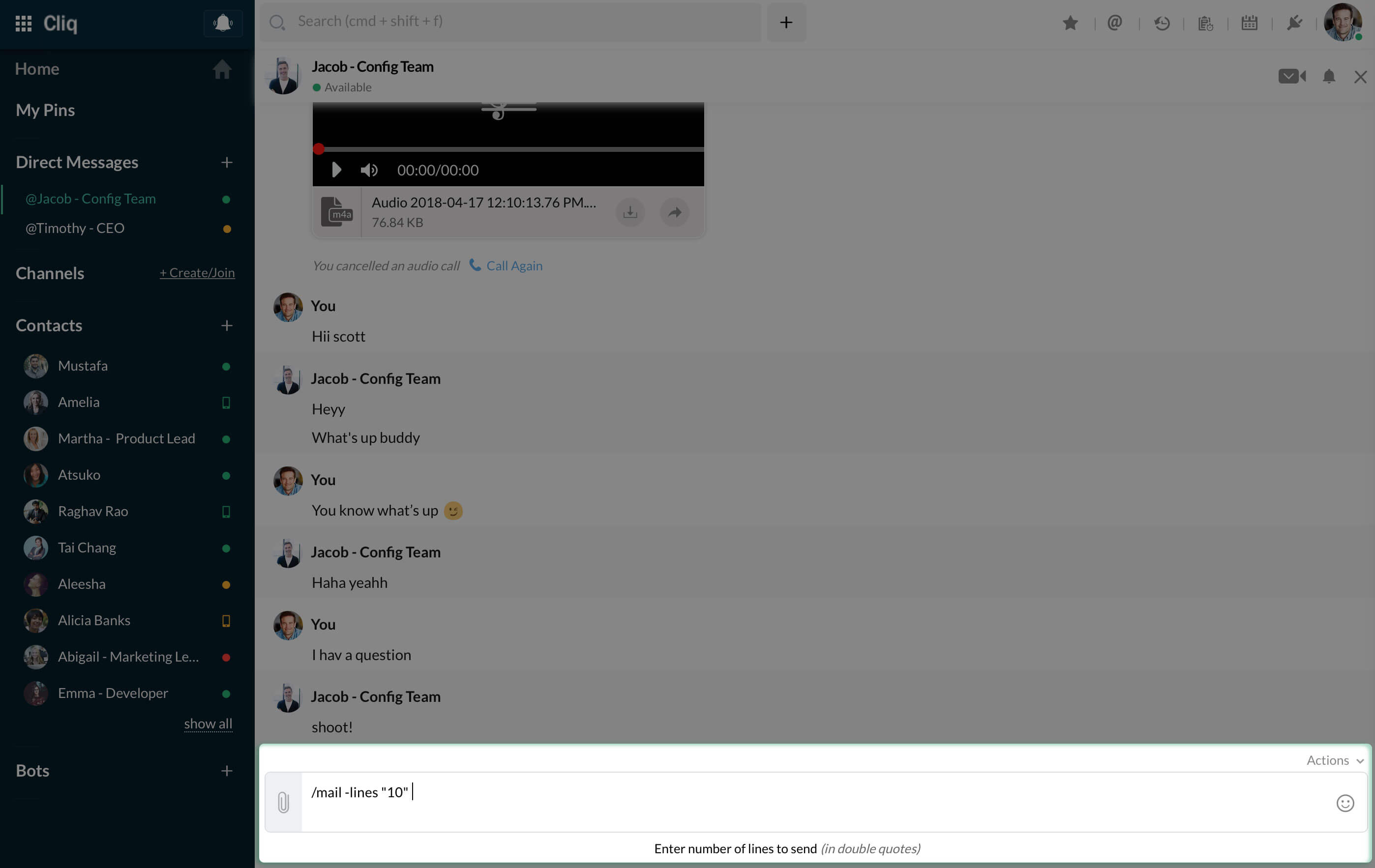 Hint of Command option After typing in the command option, it's hint will be displayed in the bottom of screen.