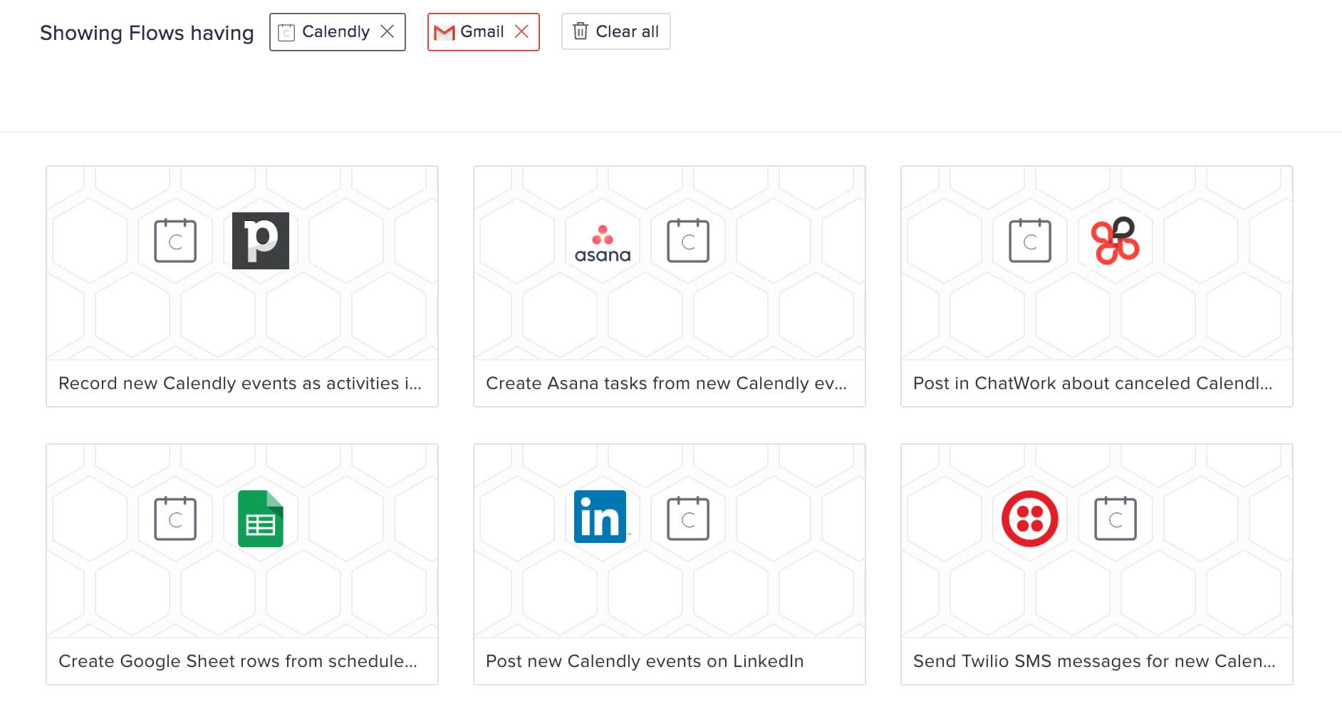 flows for selected apps