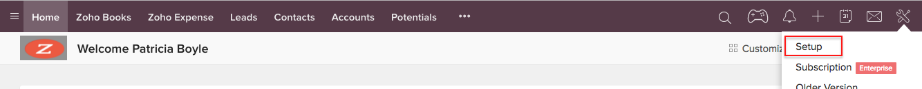 setup zoho crm