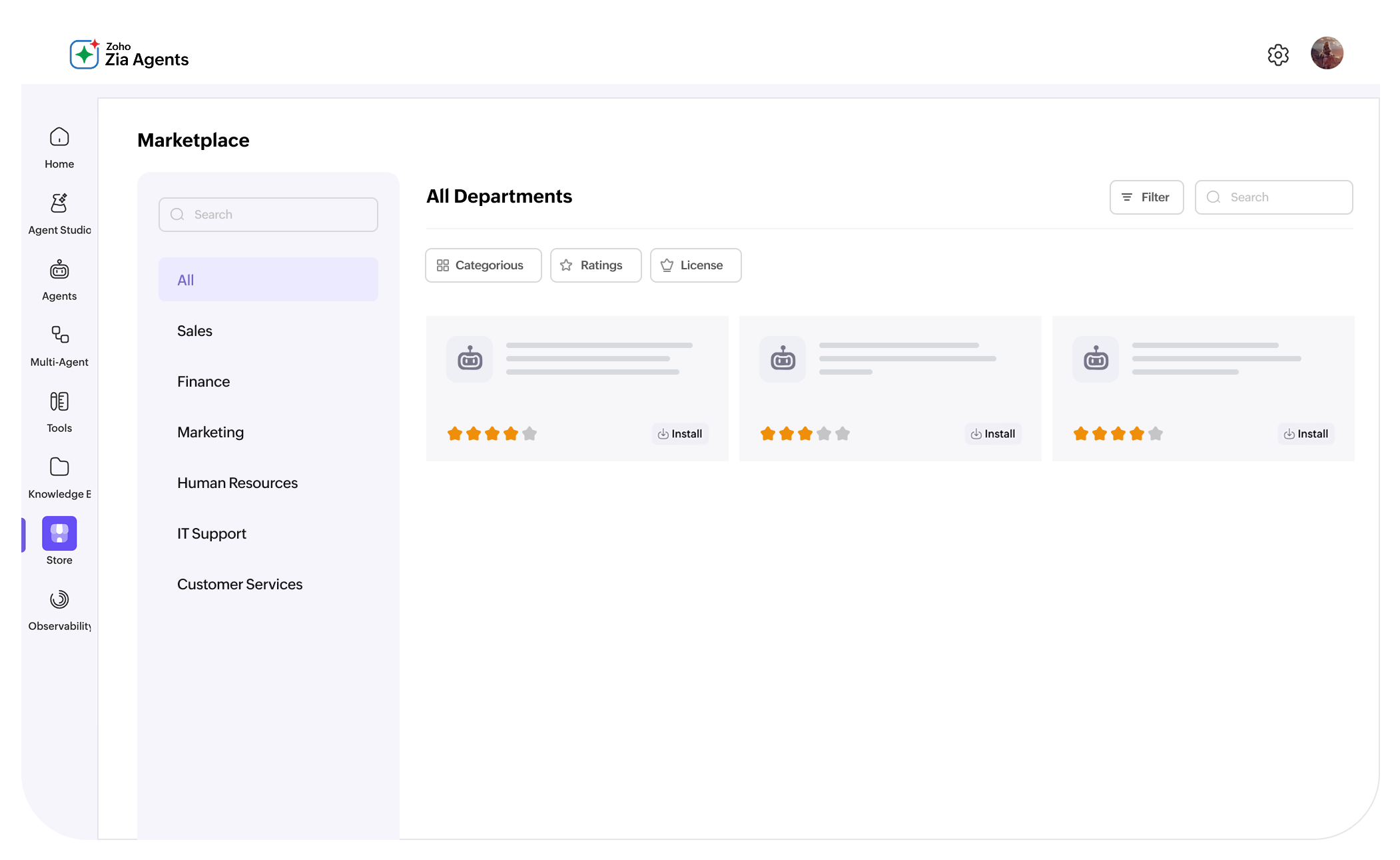 Deploy Zia Agents dashboard