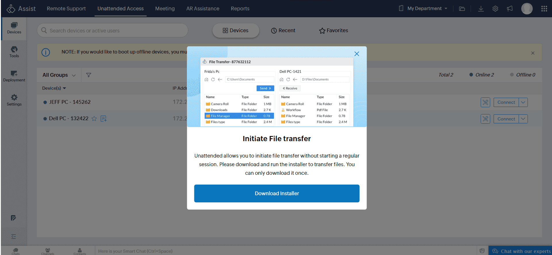 Download installer prompt