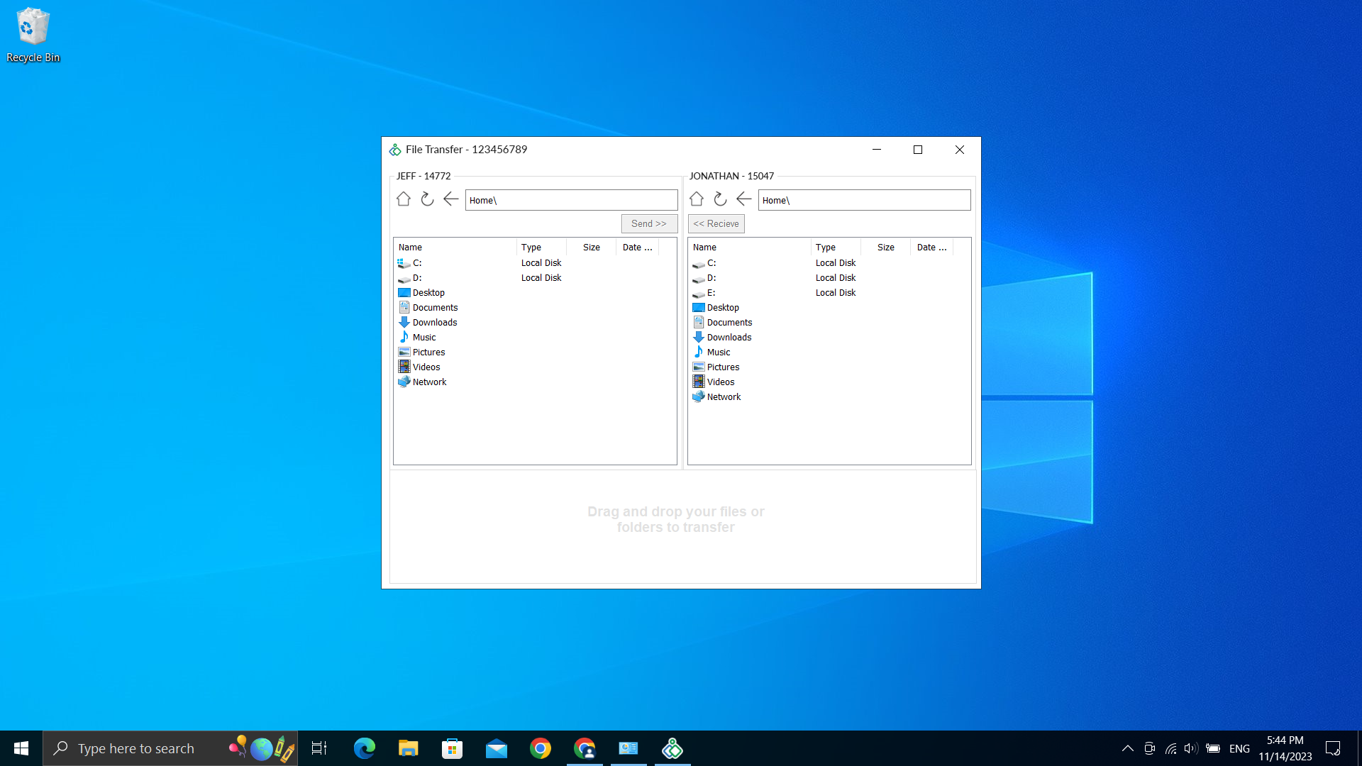File transfer window