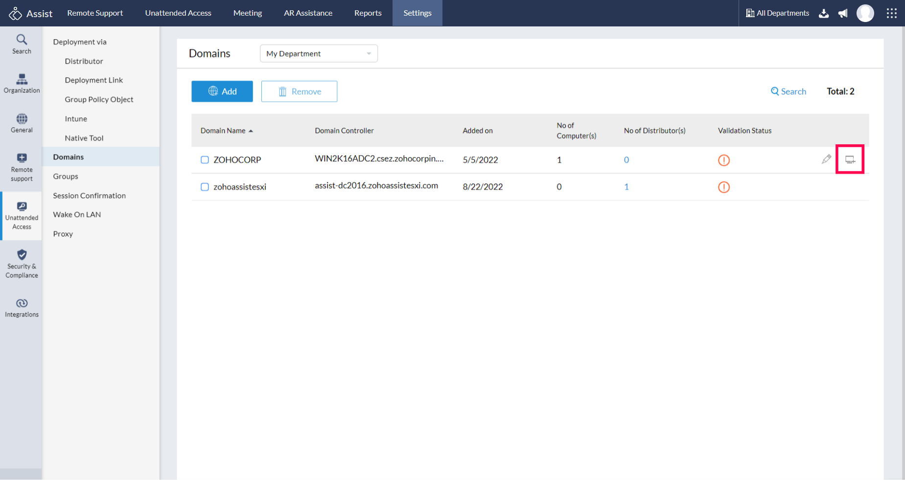 . Click Add Computer to add new computer(s) to the list of devices.