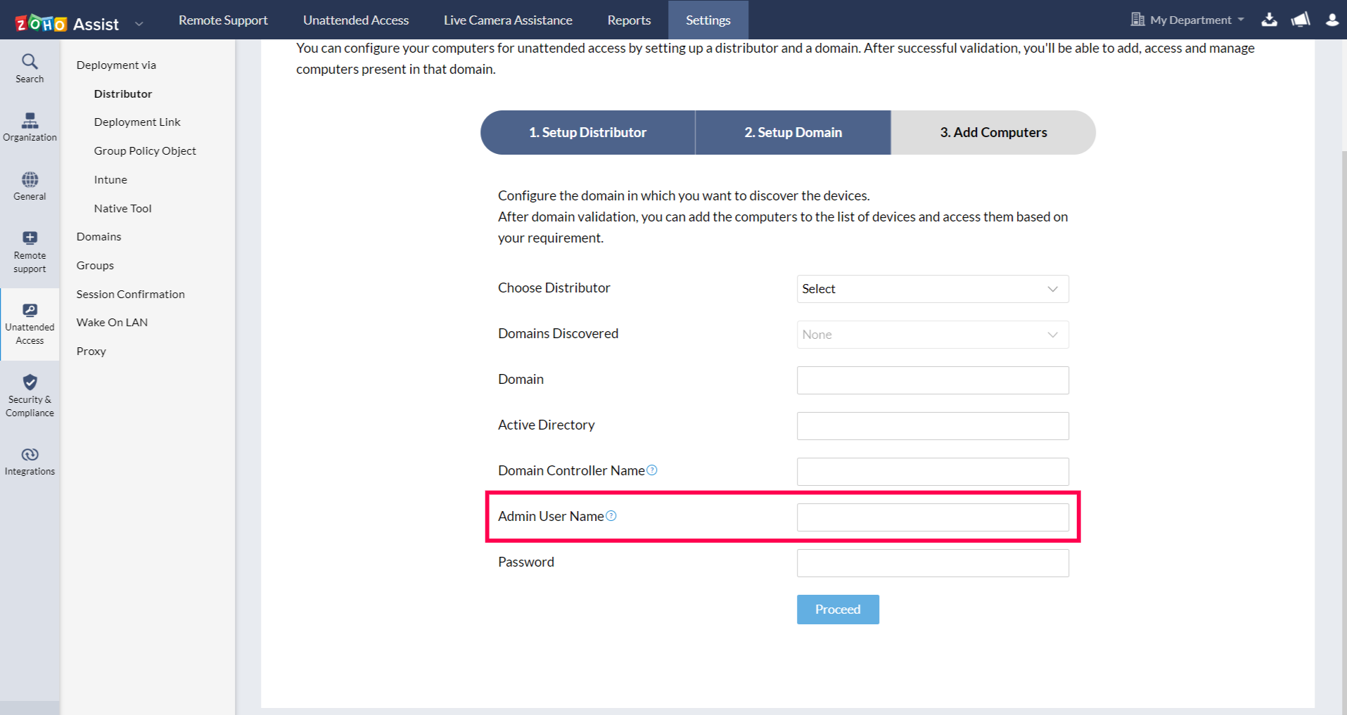 Choose an Admin User name.