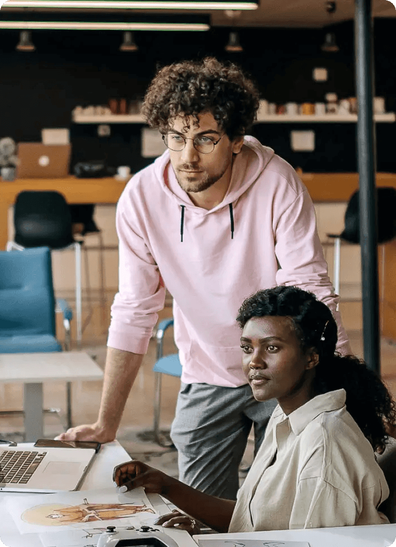 Designer working on a creative studio workstation