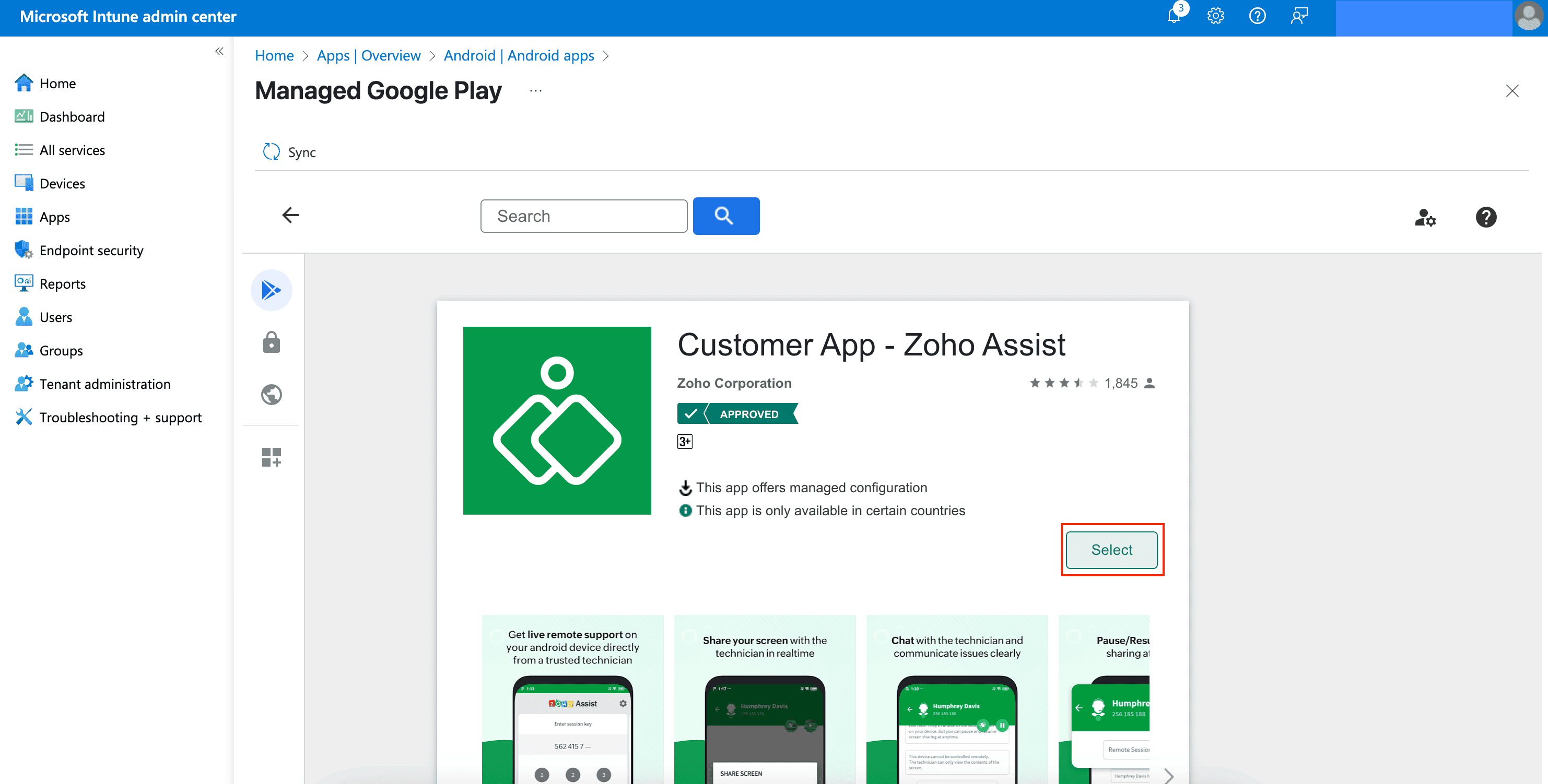 Search Zoho Assist Customer