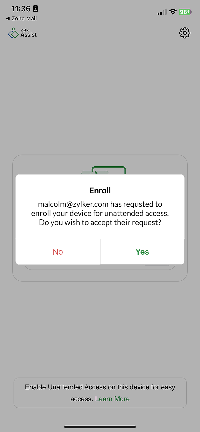 Enroll your device for Unattended Access