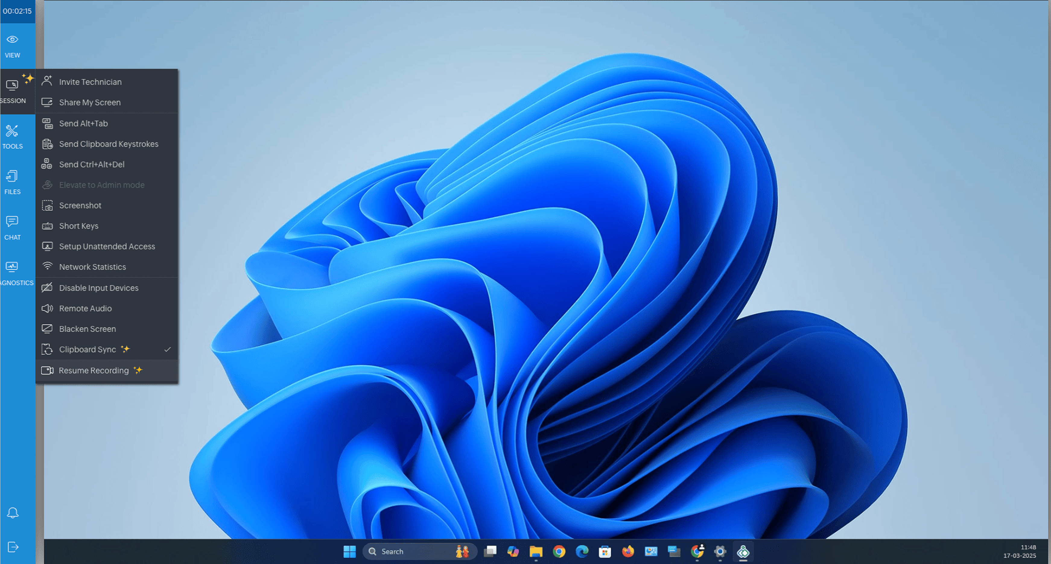 You can pause the recording by clicking 'Session' in the left menu and choose 'Pause Recording'.