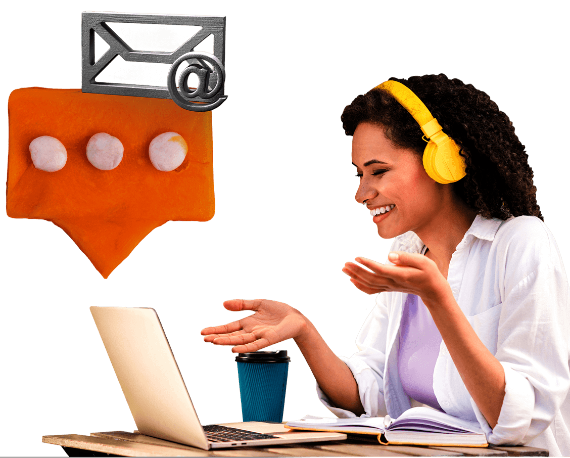 Support agent wearing headphones interacting with a customer over a remote session