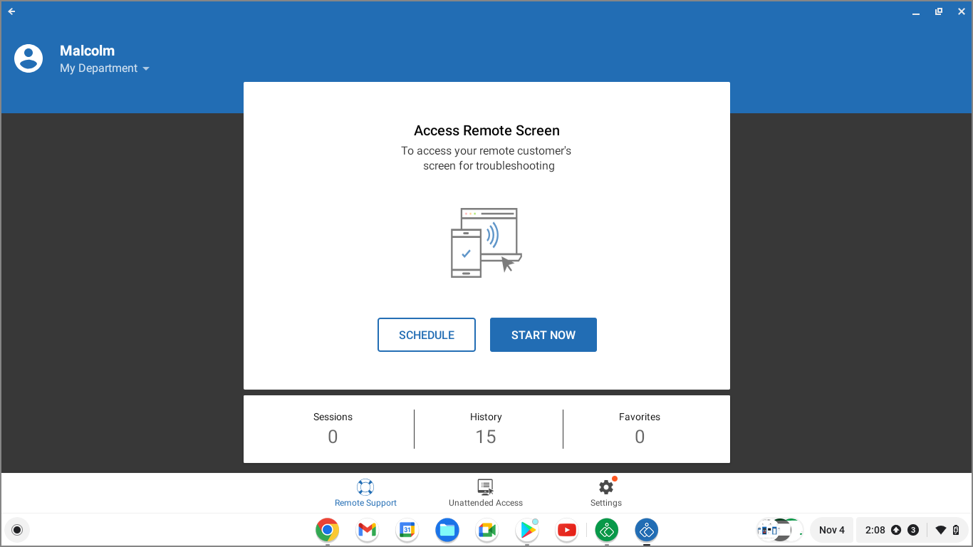 Start or Schedule session