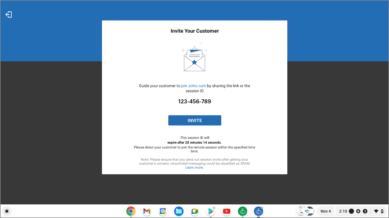 Invite customer via app