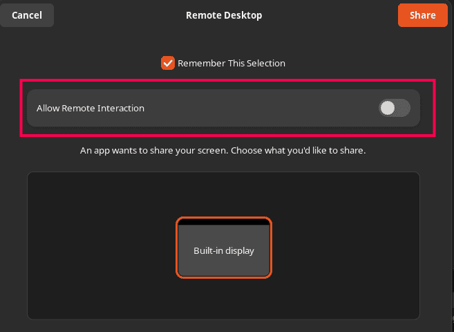 Permission prompt on Wayland