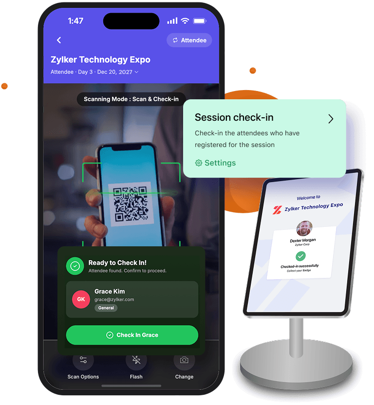 Check-in using Organizer app