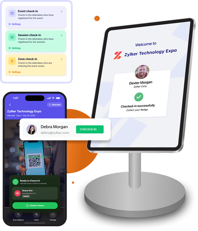 Organizer app to check in attendees