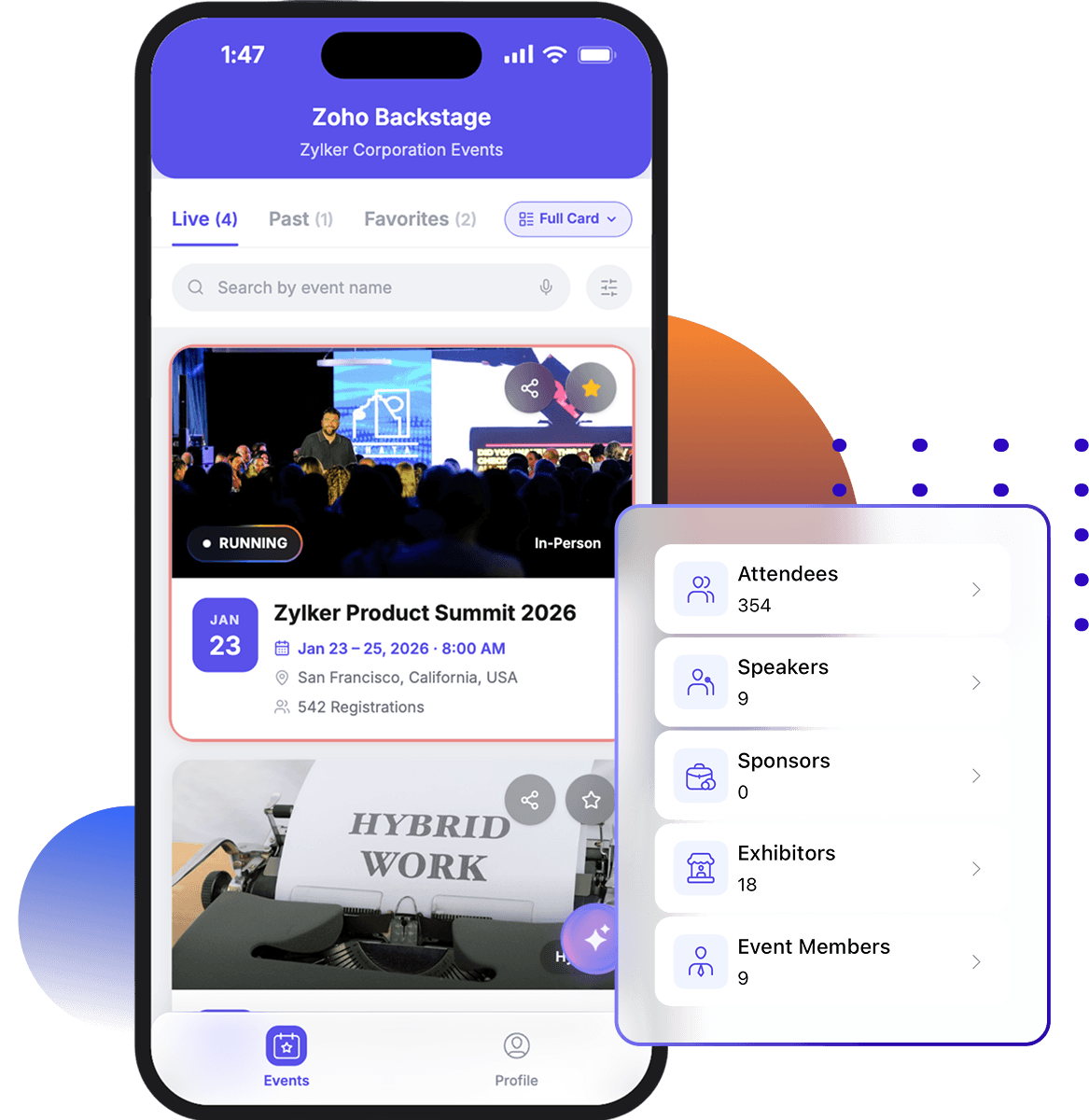 Zoho Backstage Organizer 360 app
