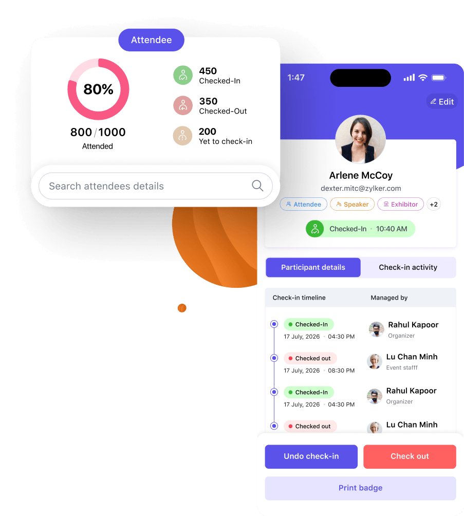 Check-in points using Organizer app