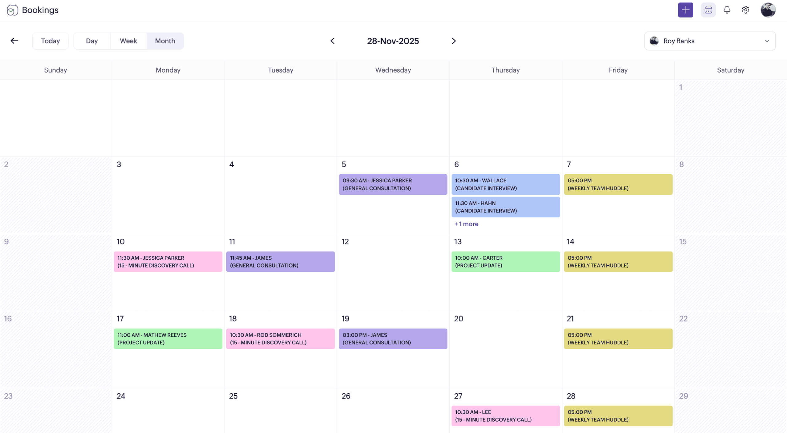 Organized calendar with Zoho Bookings