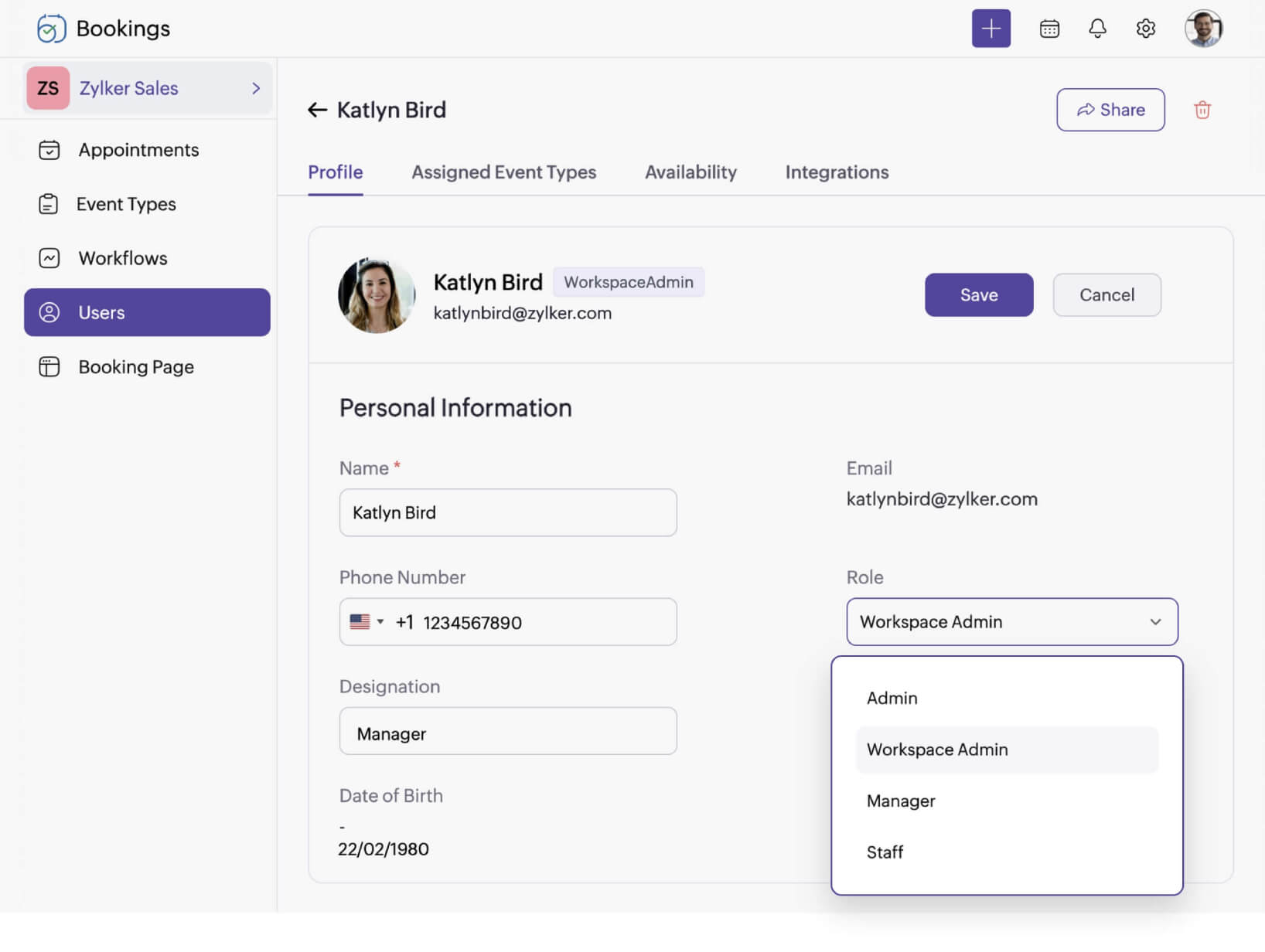 Zoho Bookings user roles Collaborate and oversee your team efficiently with user roles