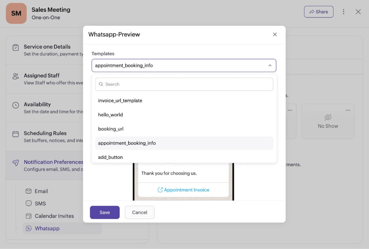 Create personalized WhatsApp appointment notifications