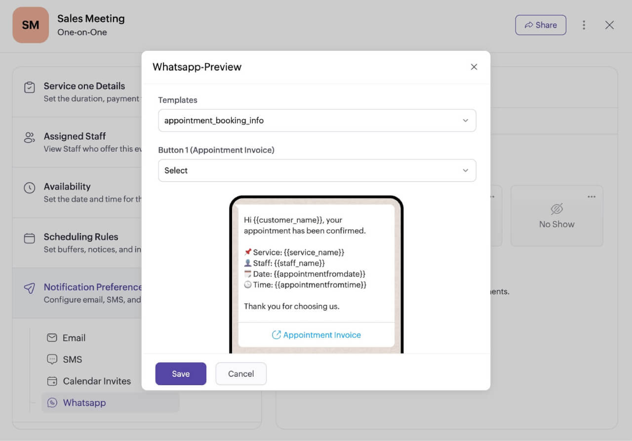 Trigger notifications for different appointment updates