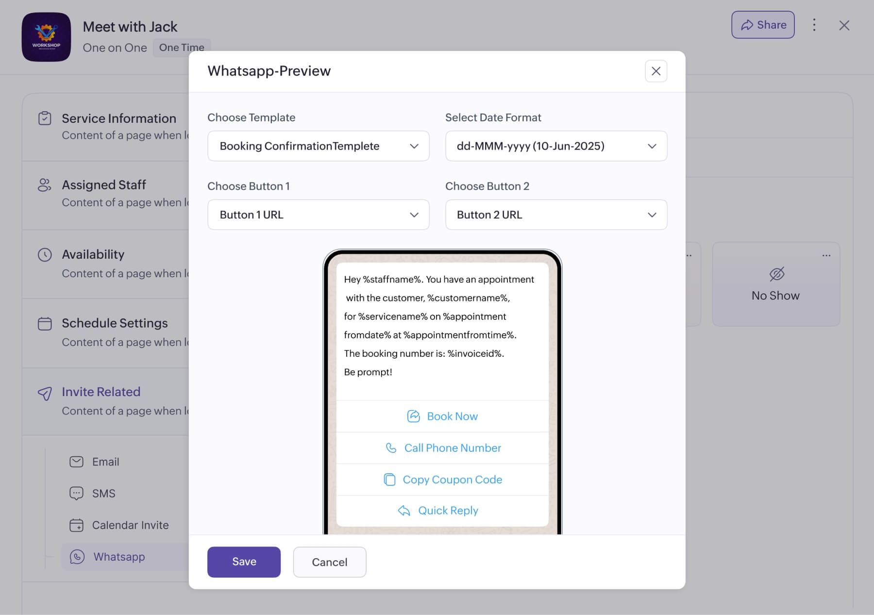 WhatsApp notifications and reminders