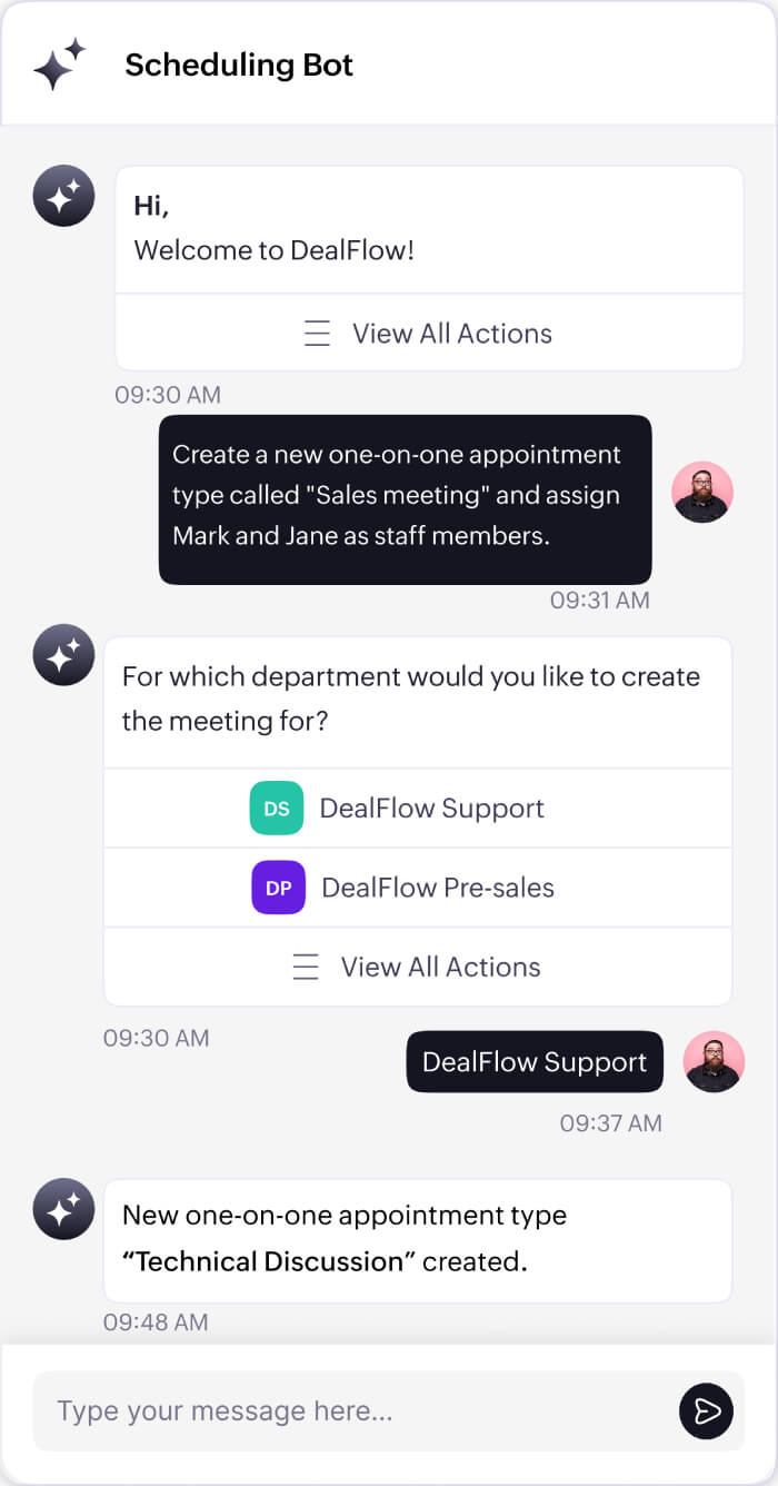 Manage the entire Zoho Bookings dashboard conversationally with AI