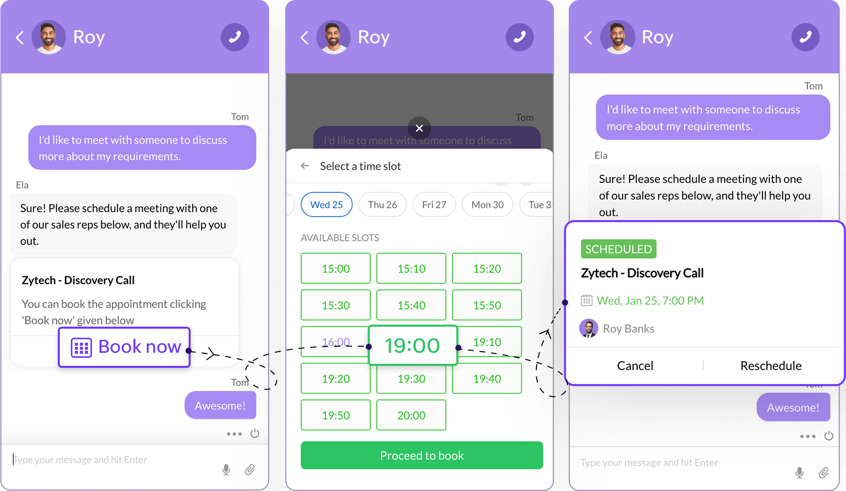 Schedule meetings swiftly from within your chat