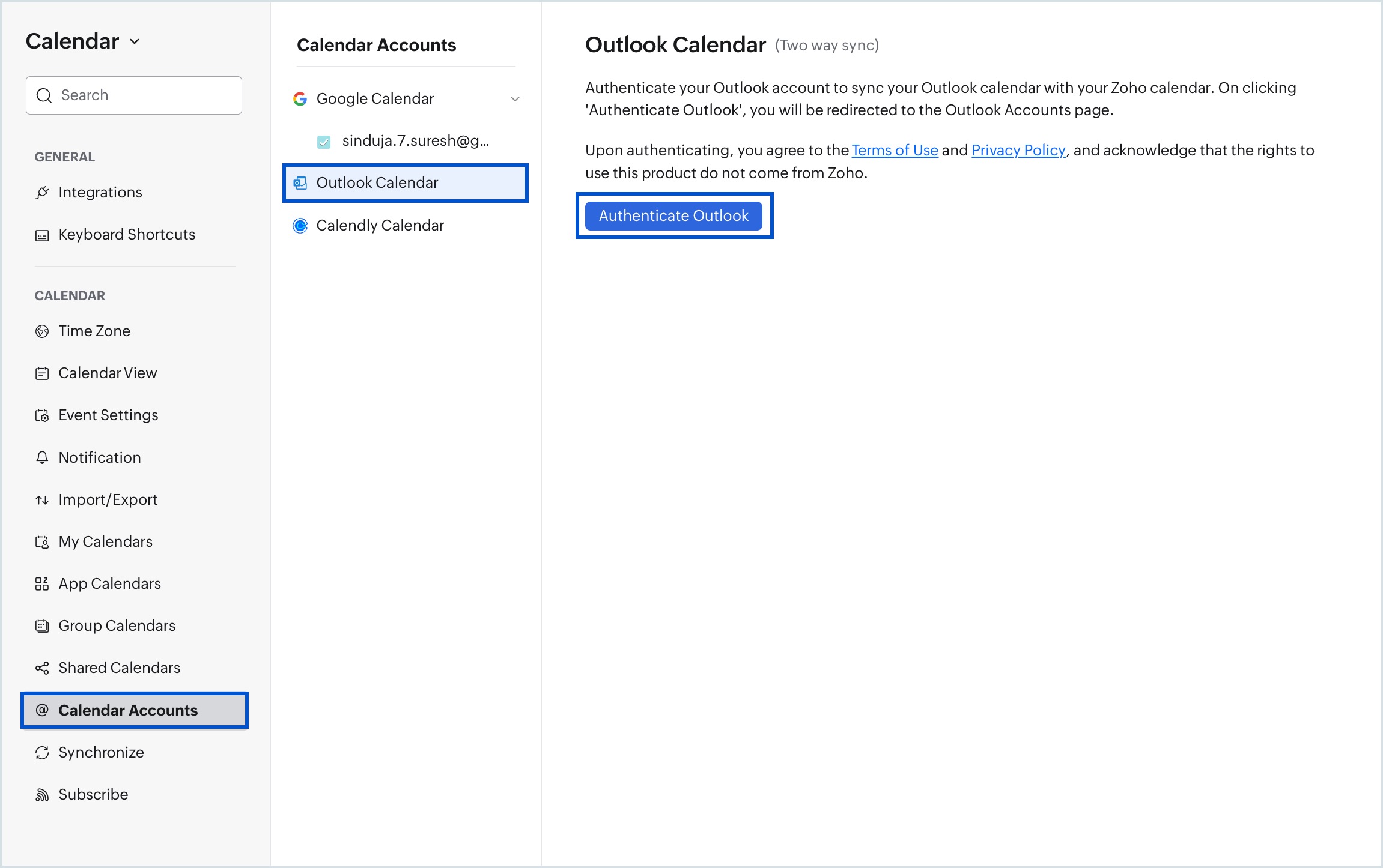 Authenticate Outlook