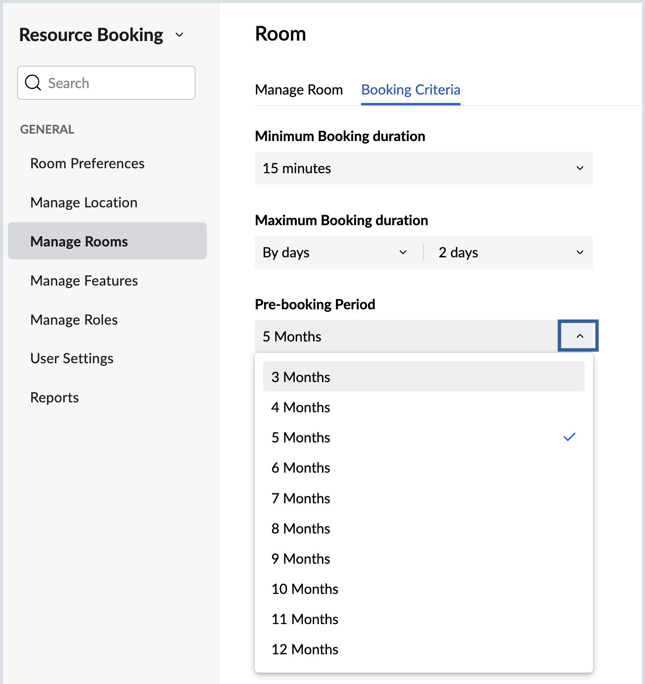 Set Pre-booking Period Set Pre-booking Period