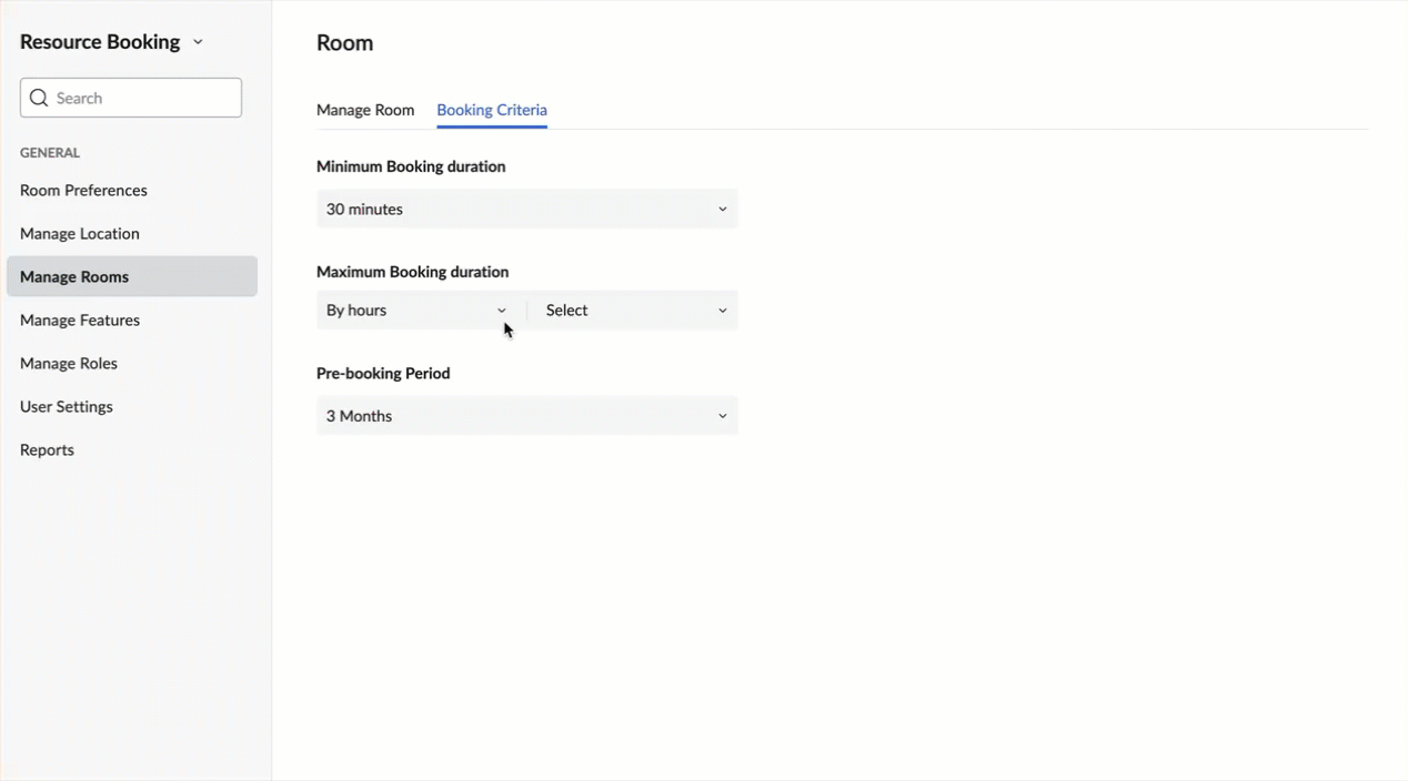 Set Maximum booking duration Set Maximum booking duration