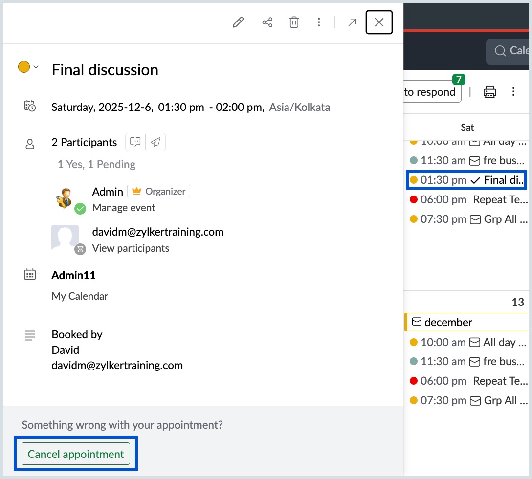 Cancel Appointment (Host) Cancel Appointment (Host)