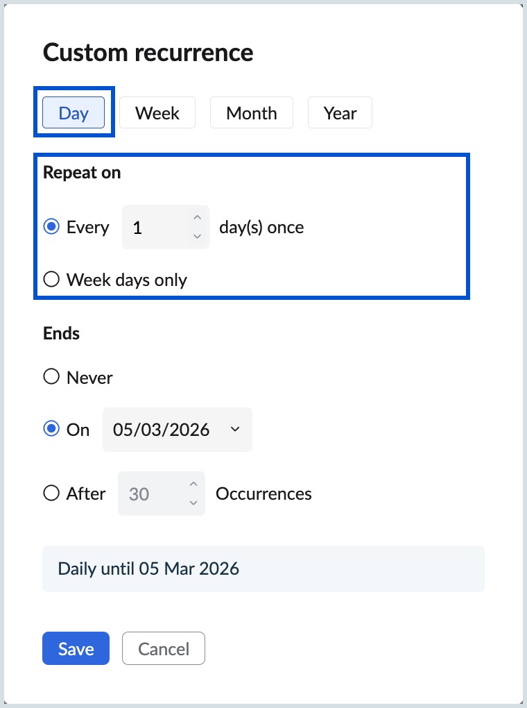 Select repeat pattern