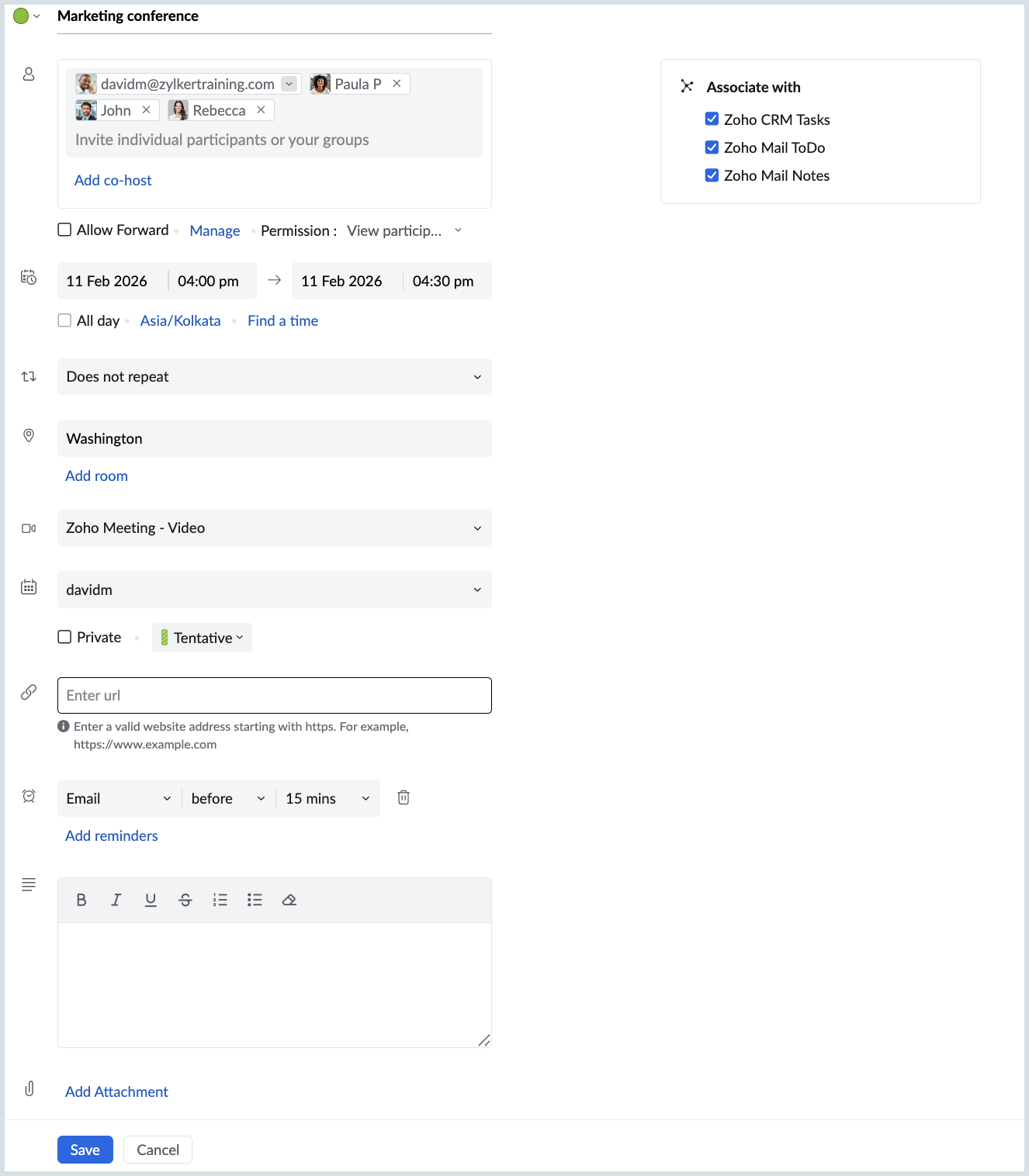 Event details Event details
