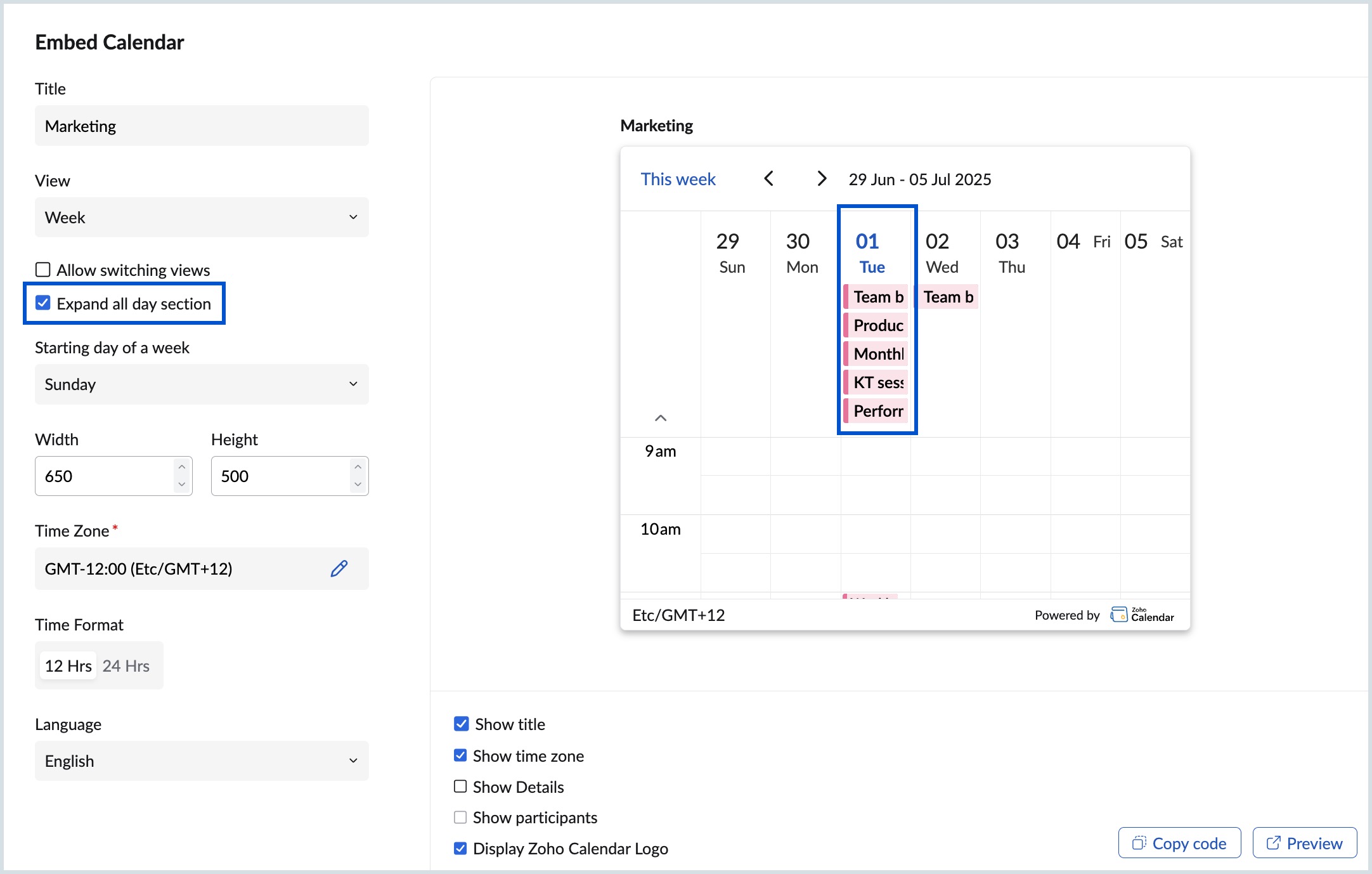 Expand all day option