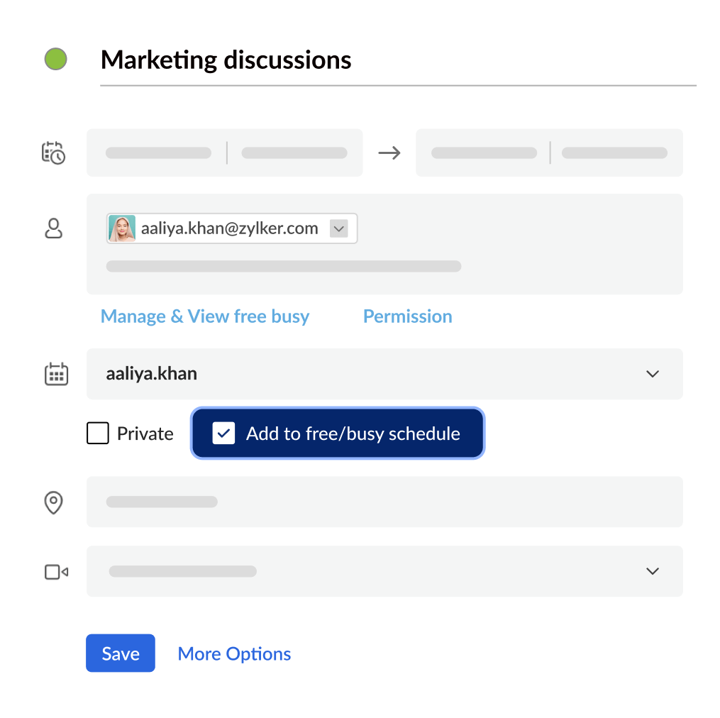 See availability in real time with free/busy sharing