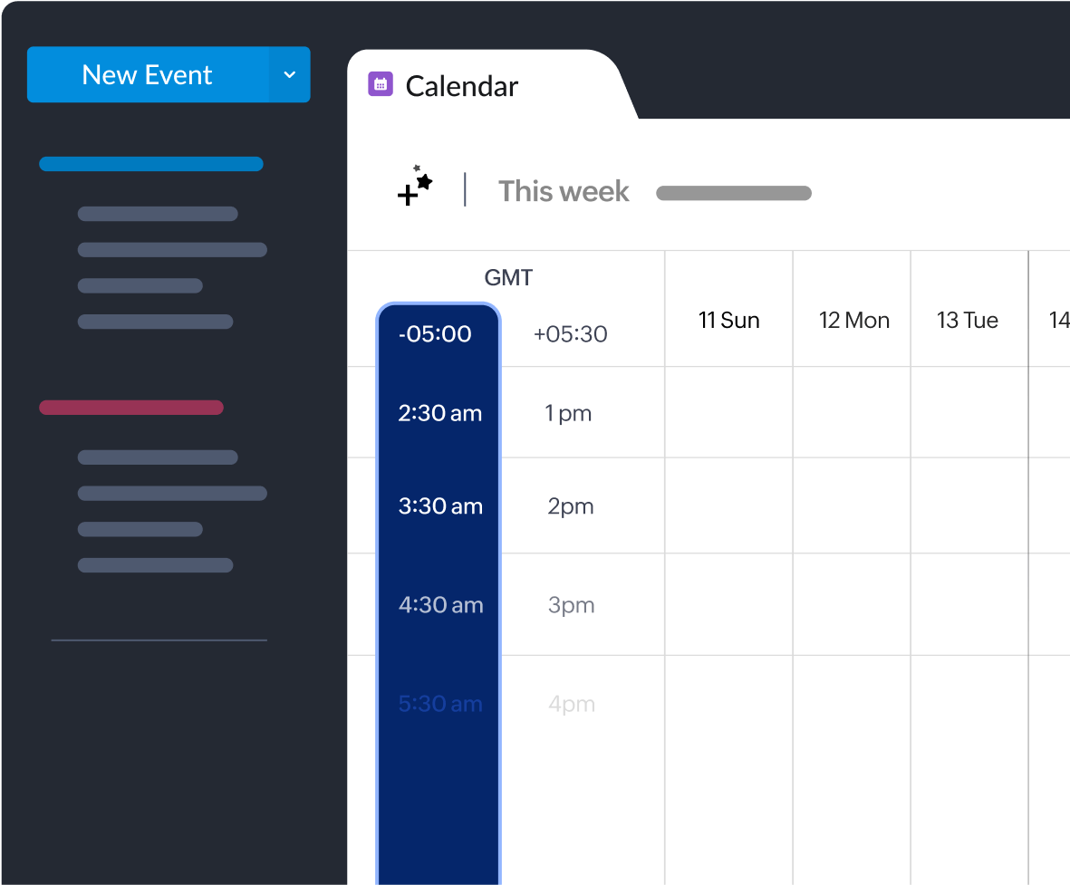 See your calendar in two time zones