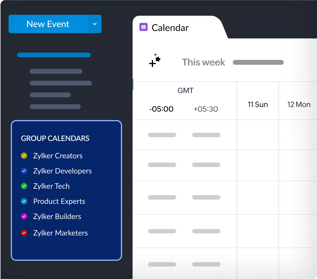 Unified view with team calendars