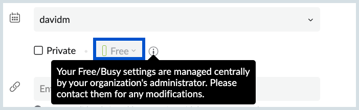 Add to Free/busy schedule disabled Add to Free/busy schedule disabled