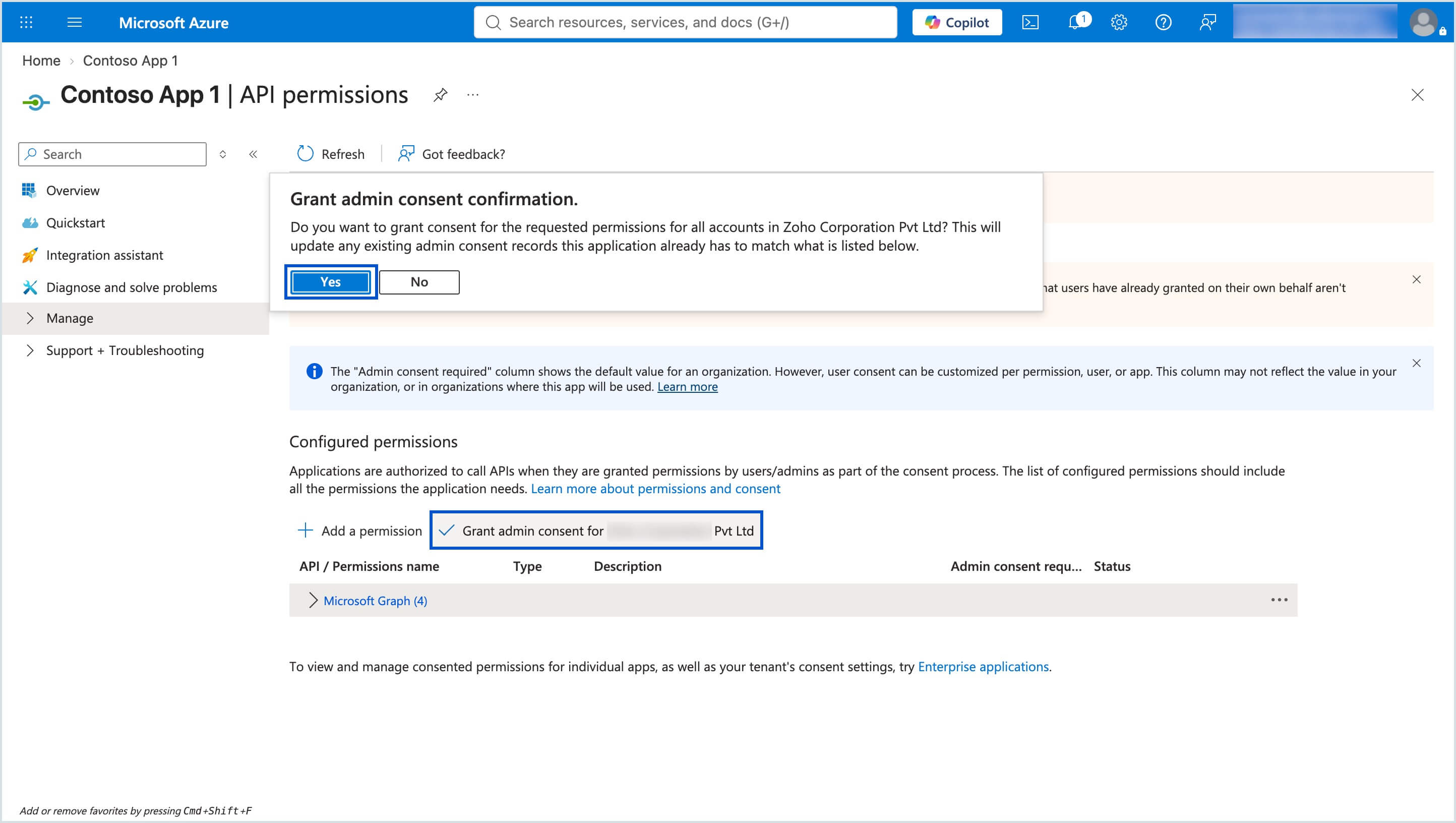 Grant Admin consent