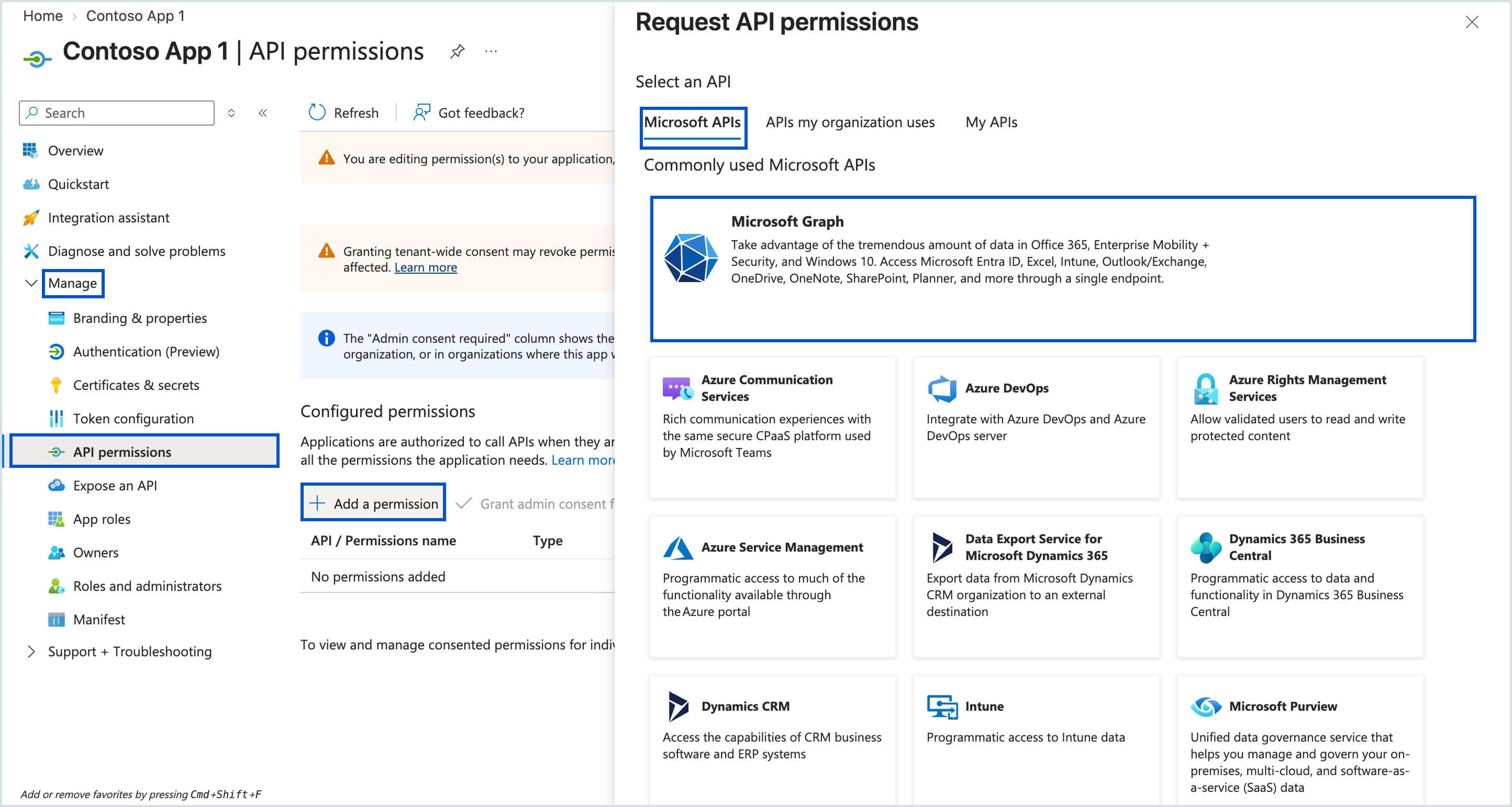 Select Microsoft Graph